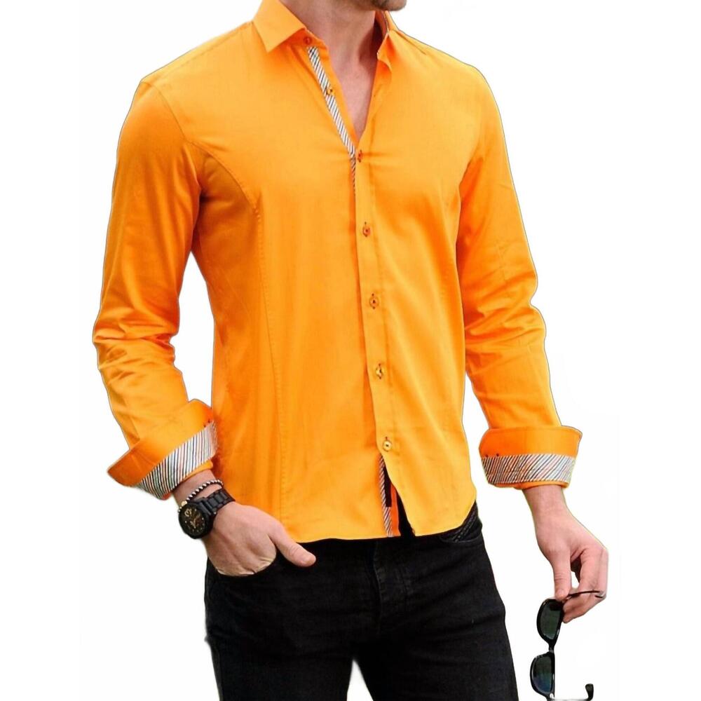 NEW EIGHT X colorful trim shirt in orange